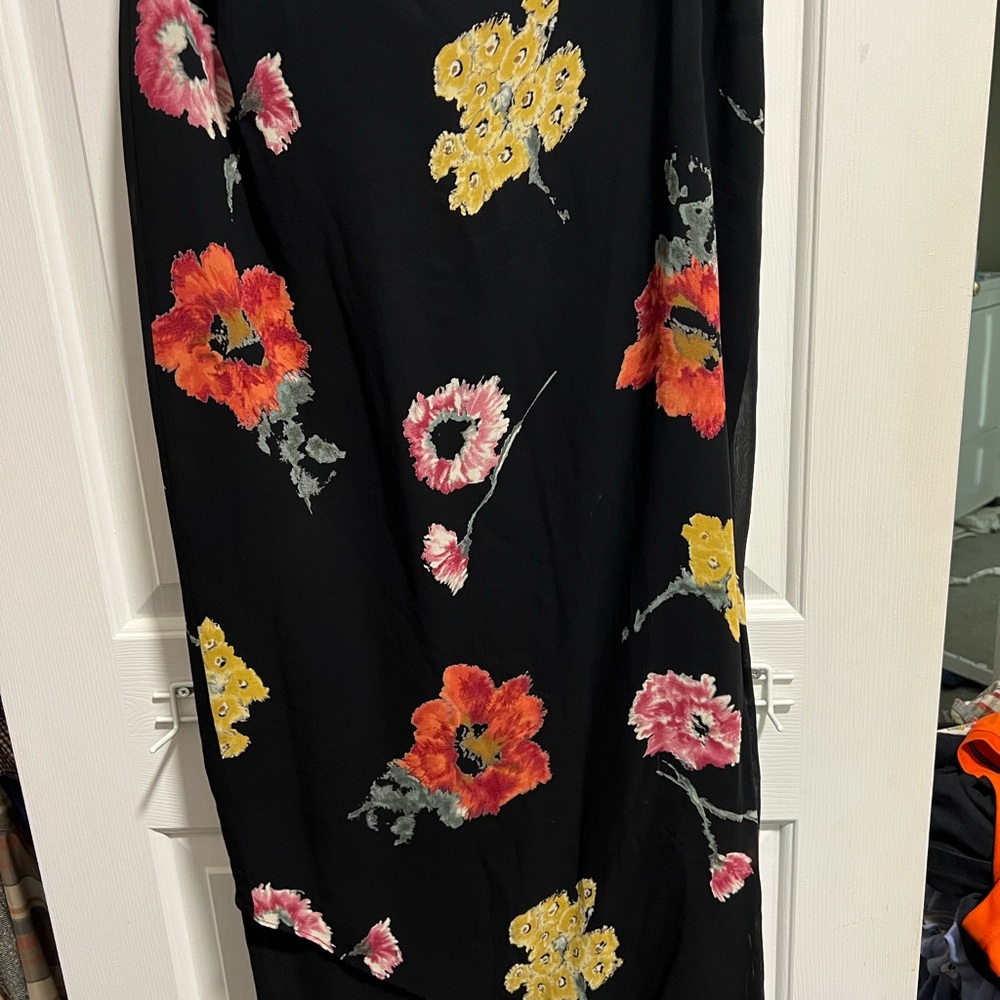 Floral Black Midi Skirt